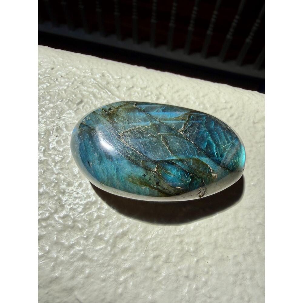 Polished Labradorite Stone Blue Peacock Vibrant - 2.5 x 1.5 in - Picture 5 of 5